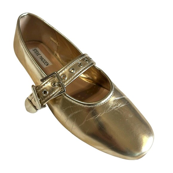 Steve Madden Burkett Gold Metallic Mary Jane Ballet Flats Womens SZ 8.5M - Picture 3 of 10